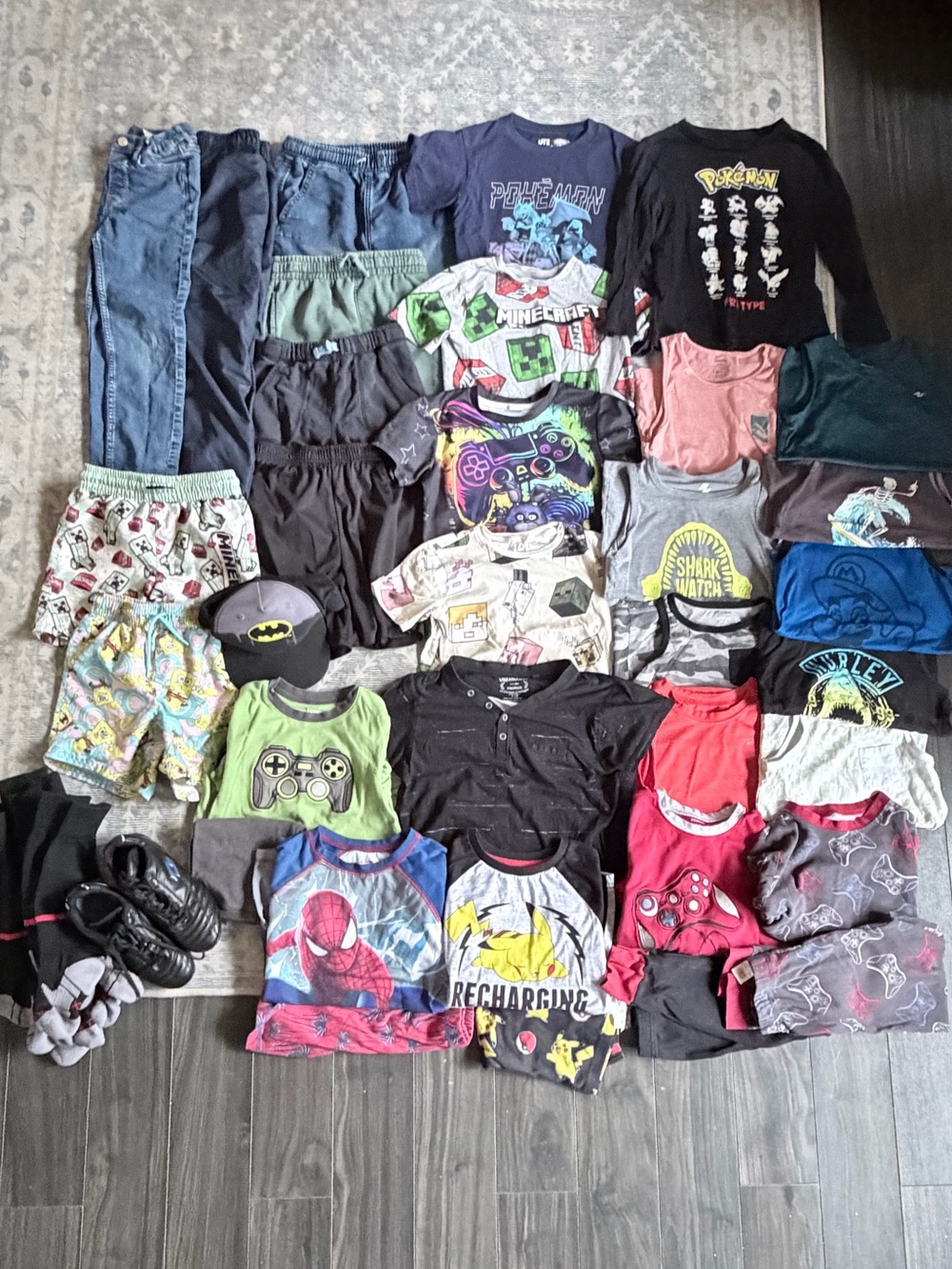 Lot of Boys' Graphic Tees, Pajama Shorts & Pants - Mixed Colors
